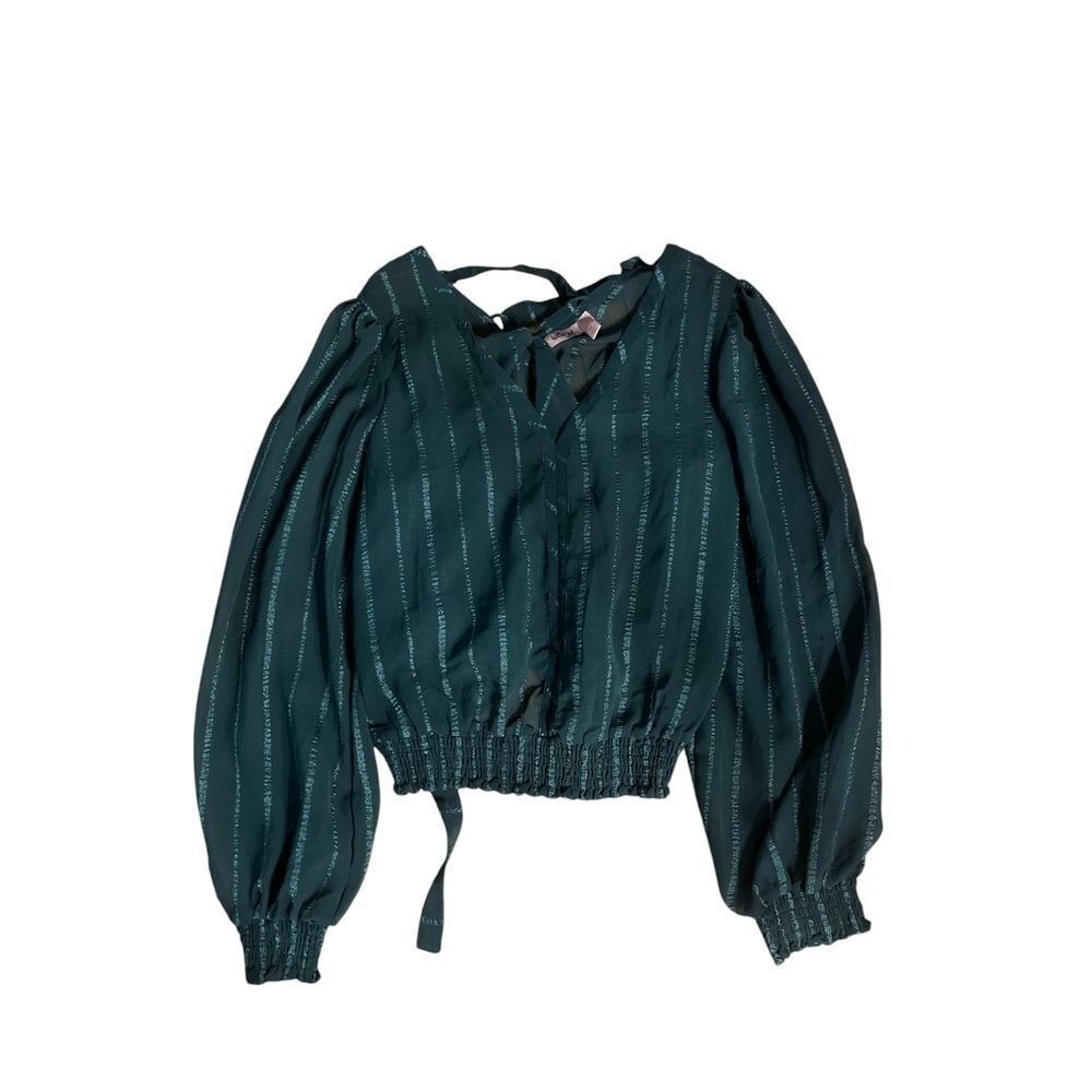 Willow Root Sheer Silk‎ Blouse - Teal Green - Size Med - Romantic Boho Style - Picture 3 of 4